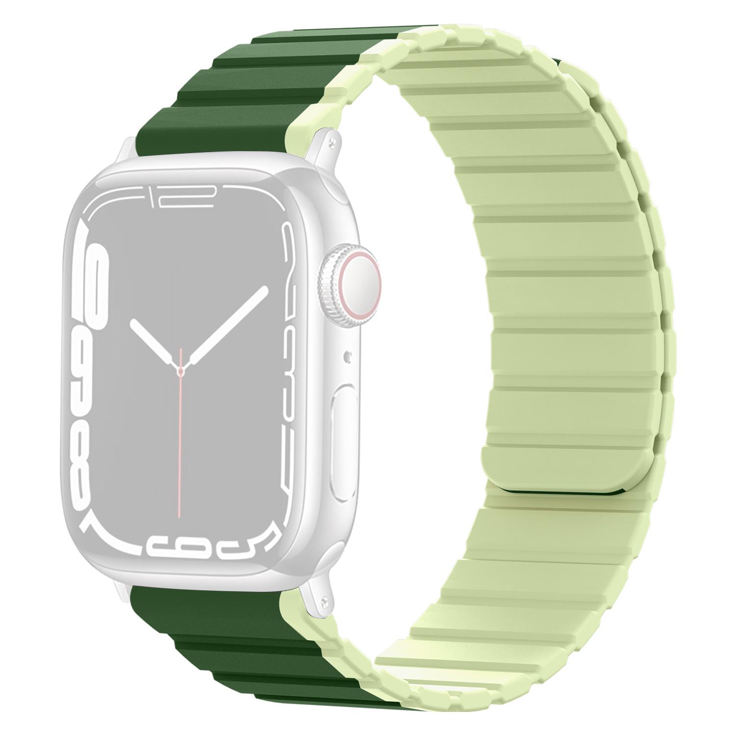 

Silicone Watch Band for Apple Watch Series 10 42mm/9 8 7 41mm/SE (2023) SE (2022) SE 6 5 4 40mm/3 2 1 38mm Dual Color Adjustable Magnetic Strap B
