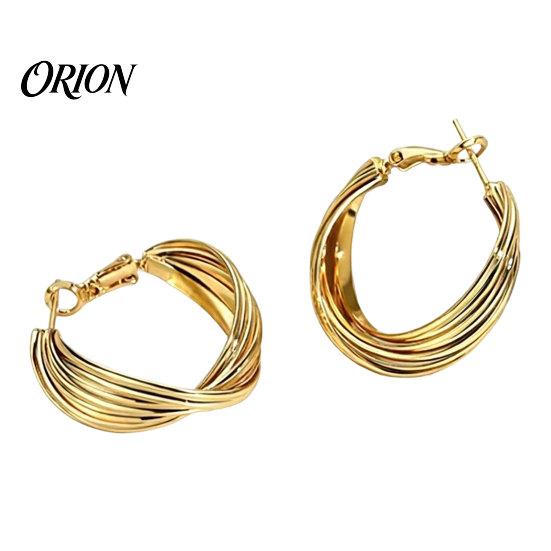 Comfortable Earrings 1 Pair Twisted Hoop for Women, Minimalist Chunky Formal Earrings, Large Vintage Jewelry Daily Prom Party Smooth Surface золотистый