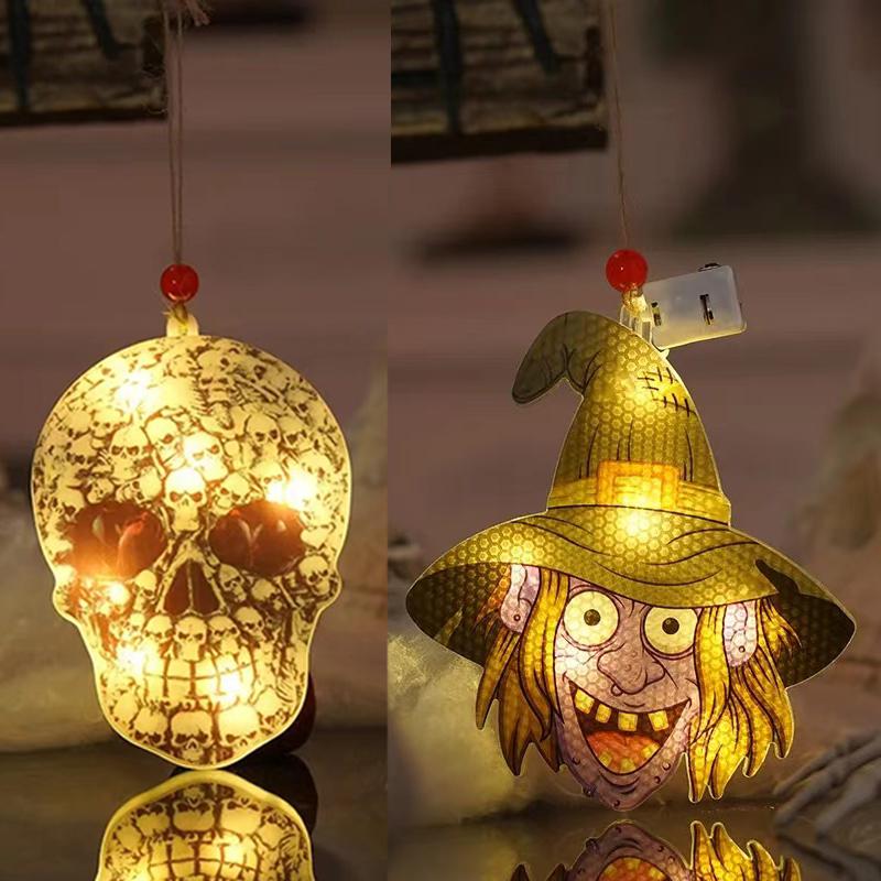 Halloween Mini LED Hanging Lights, Scary Pumpkin Skull Lamp, Home Party Bar Halloween Decoration Lights DIY Light Strings