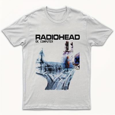 Koszulka z okładką albumu Radiohead OK Computer (1997 Oryginał) z grafiką członków zespołu - Kolekcjonerska Ikoniczna Koszulka Muzyczna