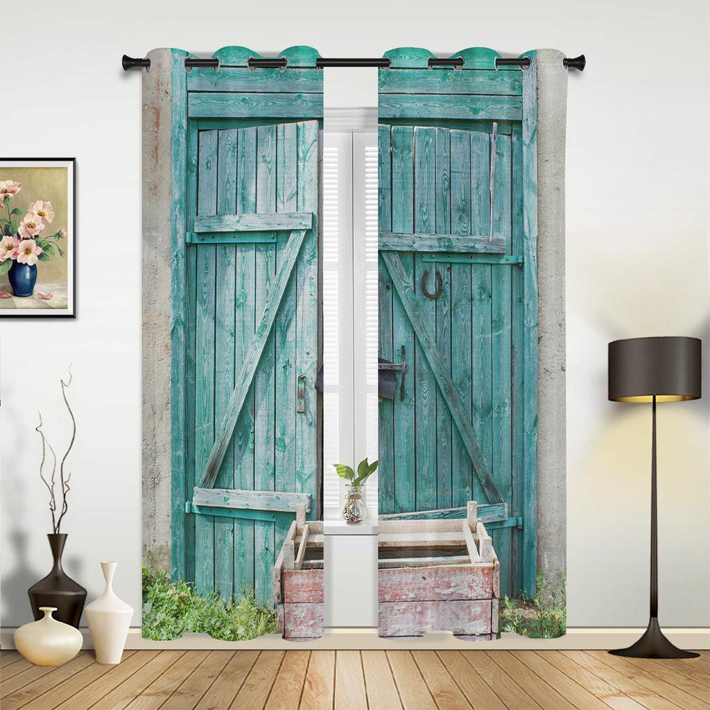 Holztür Retro Vorhänge für Schlafzimmer Wohnzimmer Vorhänge Küche Kinderzimmer Fenster Vorhang Moderne Heimdekoration