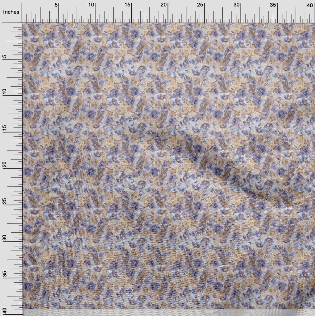 oneOone Cotton Poplin Blue Fabric Abstract Floral Sewing Fabric By The Yard Printed Diy Clothing Sewing Supplies 42 Inch