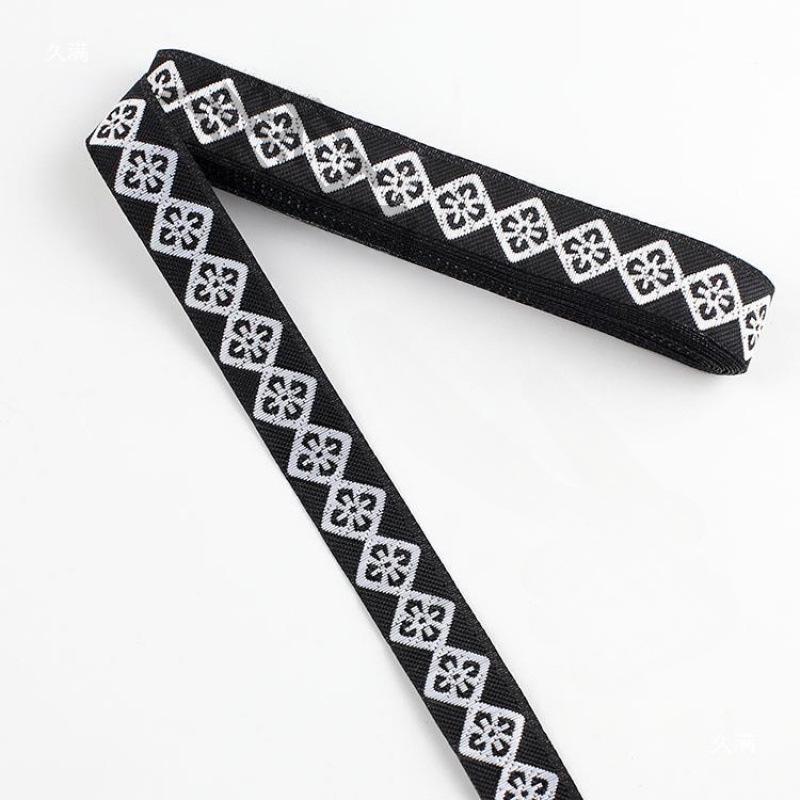 Traditional Ethnic Lace Trim with Black & White Patterns for Clothing, Carpets, & Accessories