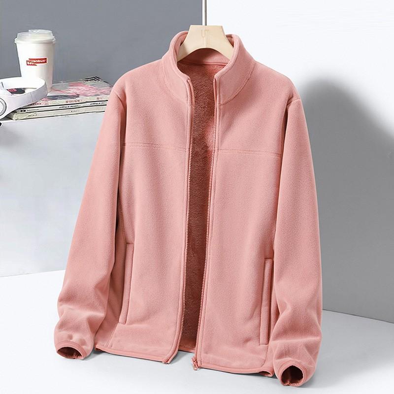 Mens Womens Fleece Jacket With Stand Collar Warm Thick Outdoor Pullover Hiking Camping Fall Winter
