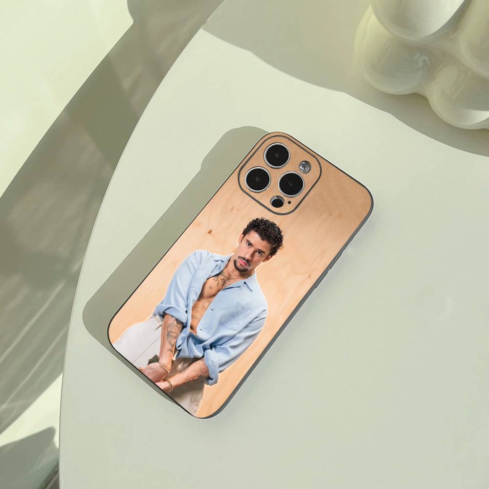 rapper-Bad- Bunny Phone Case For iPhone 17,16,15,14,13,12,11 Pro Max,16Plus,XS Lightweight and Practical Soft Black Cover