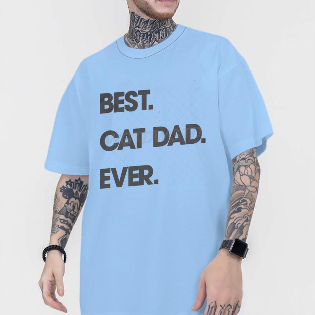 Best Cat Dad Ever Letter Print T Shirts Classic Retro Animal Lover Gifts Tees Male Short Sleeve Cotton Tees Fun Homme Camiseta