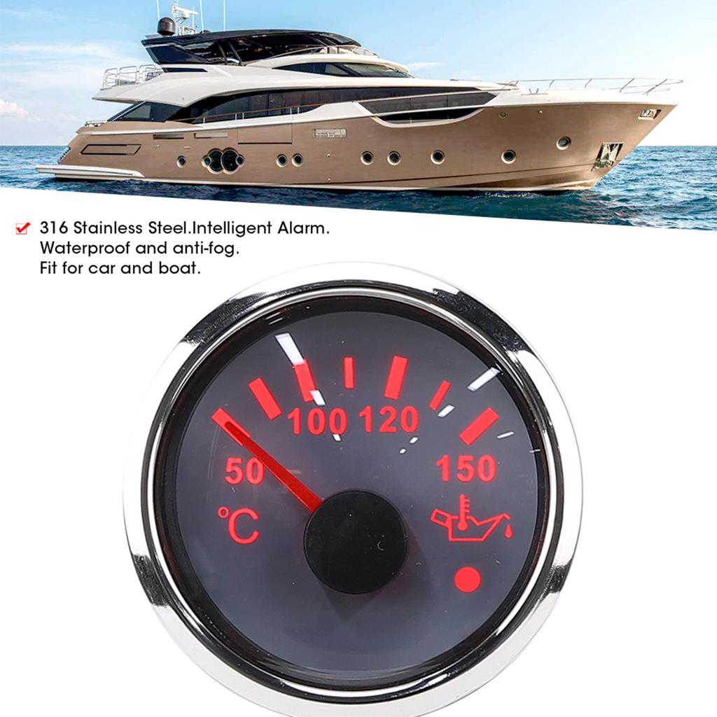Oil Temperature Gauge 52mmCelsius2in Intelligent Alarm 316 Stainless Steel for Car Boat