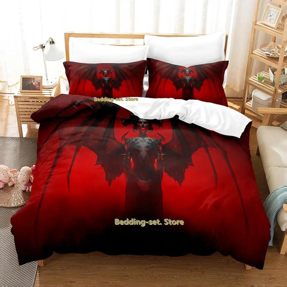 Nytt Diablo IV Sängklädesset Enkelt Twin Full Queen King Size Sängset Vuxen Barn Sovrum Påslakanset Anime parure de lit Säng