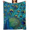 Peacock Full Glory 2 Throw Blanket Picnic Personalized Gift Hairys Designers Blankets