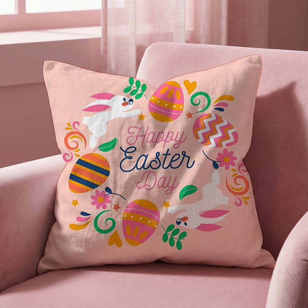 Holiday Easter Cushion Cover MultiScene Pillow Cover for Home Car Reversible Soft Durable for Daily Use