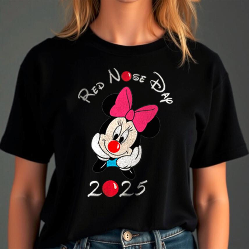 Personalised Mickey Red Nose Day Happy Face T-Shirt Funny Cute Comic Relief Top S