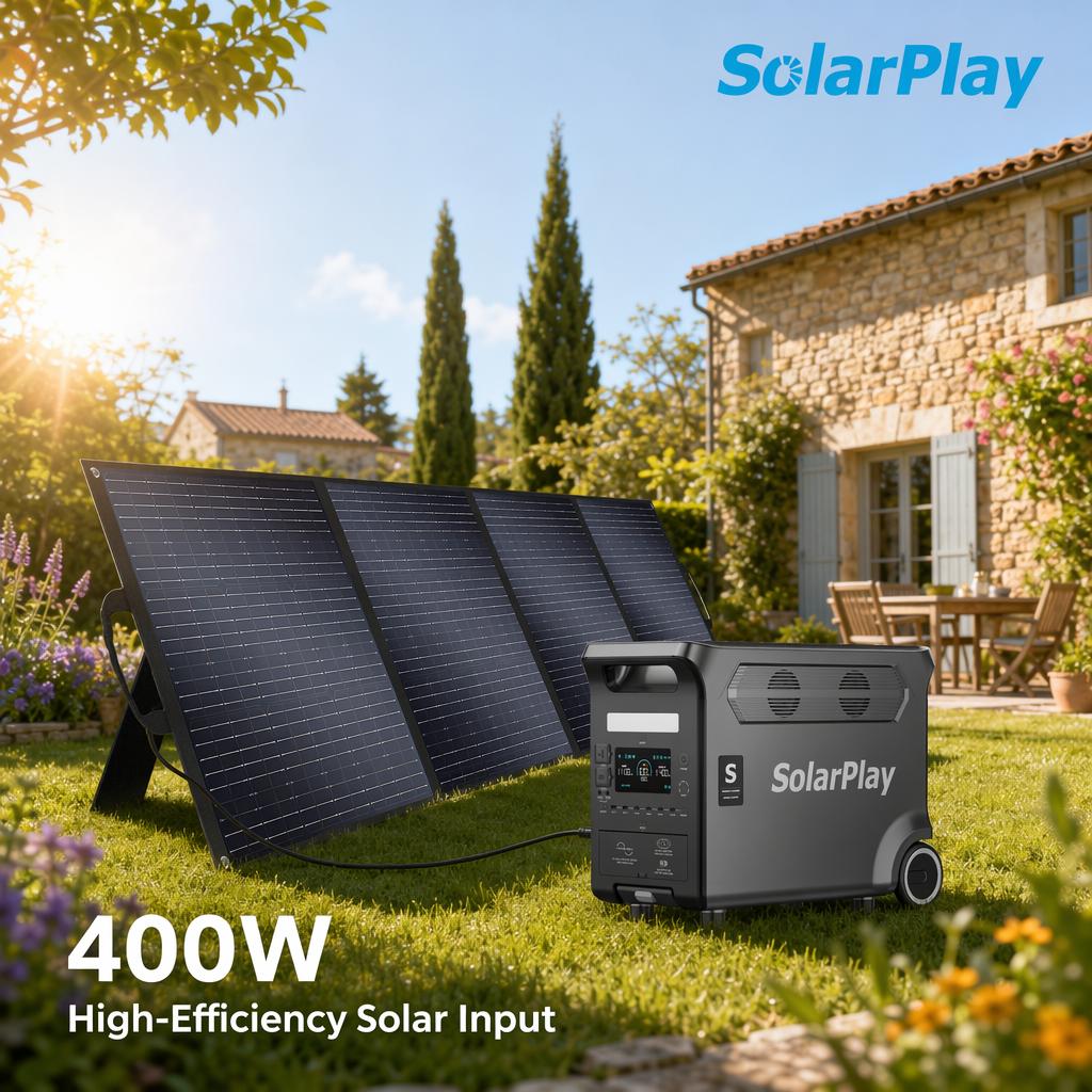 Solarplay 3840Wh LiFePO4 Solar Generator 3600W Portable Power Station 400W Solar Panel Kit EU Stock 1-3days Fast Shipping