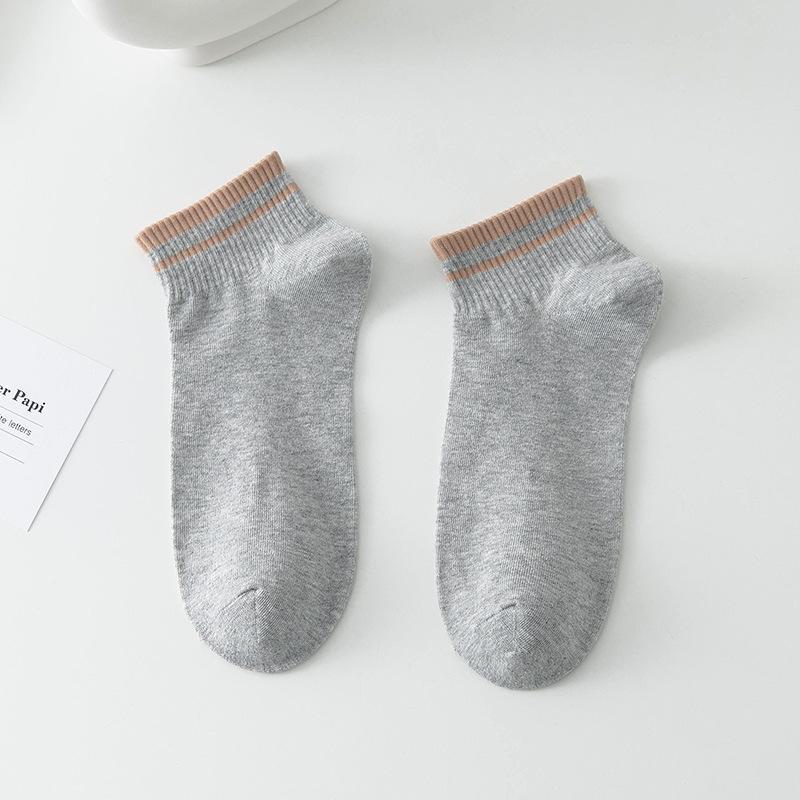 Women's Short Socks - Korean & Japanese Style, Sweat-Absorbing, Non-Slip, Solid Color, Spring/Autumn, Internet Trend