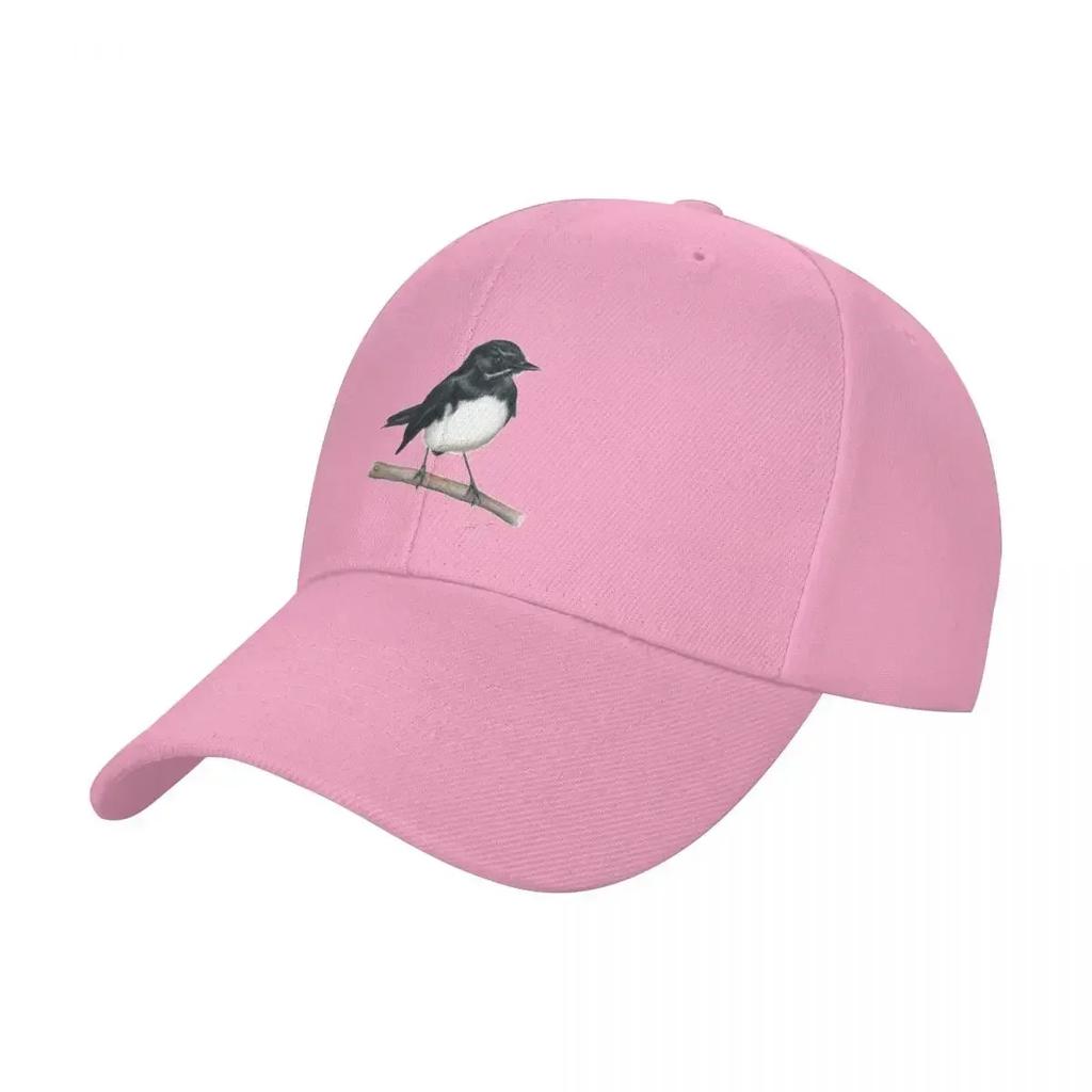 Willie Wagtail Bird Art with Signature Lovely Little Black and White Bird Gifts Baseball Cap Golf Custom Hat Unisex Caps Womens