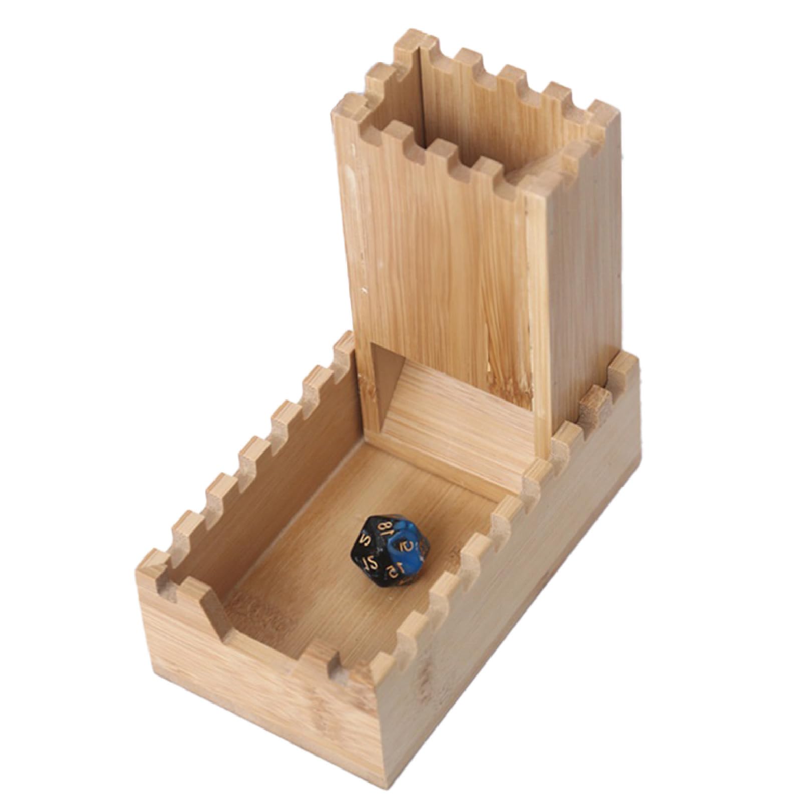 

CAWKAY Bamboo Dice Tower, Dice Rolling Tower Tray, Board Game Roller for RPGs, Wood Grain Color (Castle)