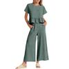 Pants Sets Women 2 Piece Outfits Sleeveless Round Neck Tank Tops Matching Sets for Women Elastic Waist Wide Leg