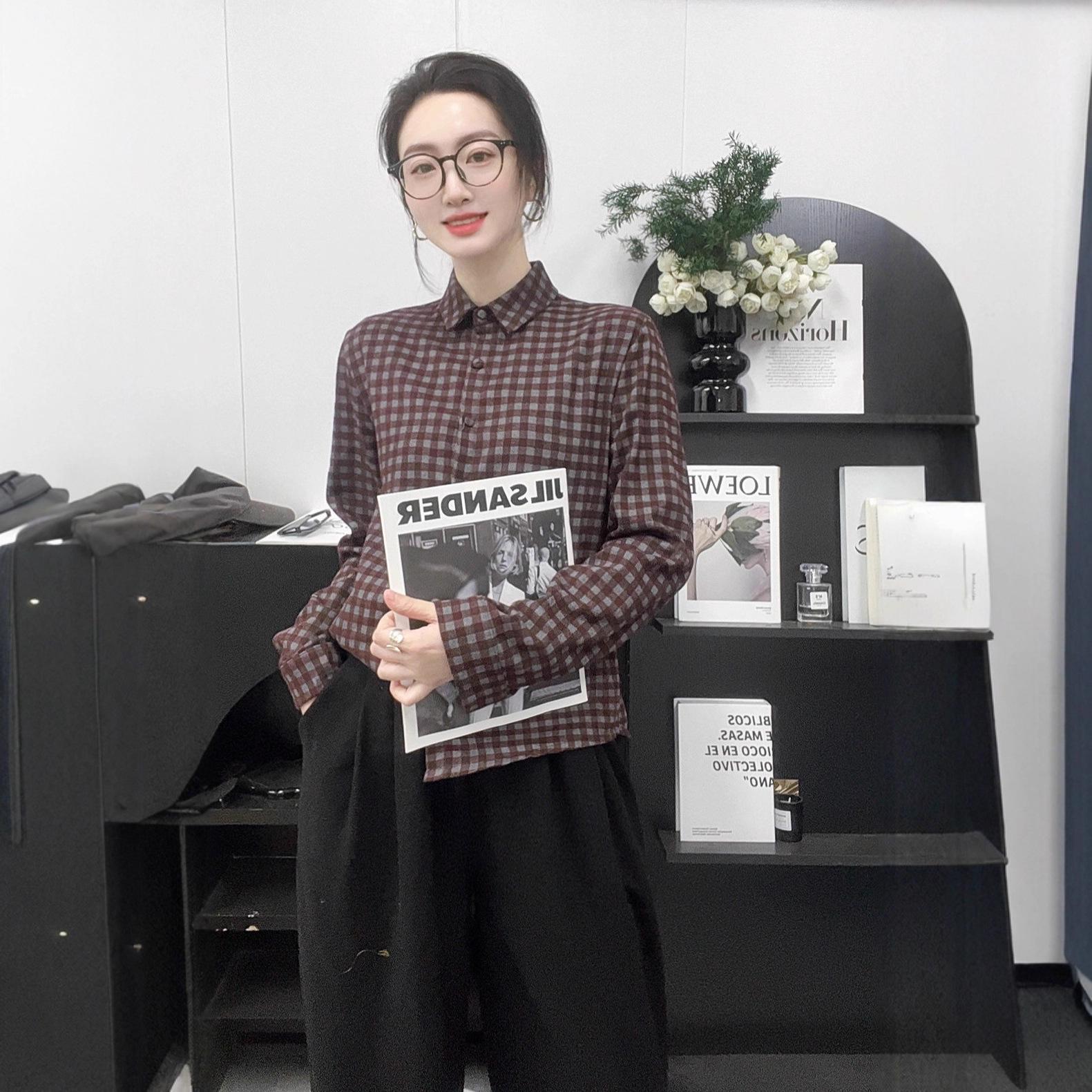 2025 Winter Women s Slimming Plaid Flannel Shirt - Long Sleeve Casual Top XL (55-60 kg)