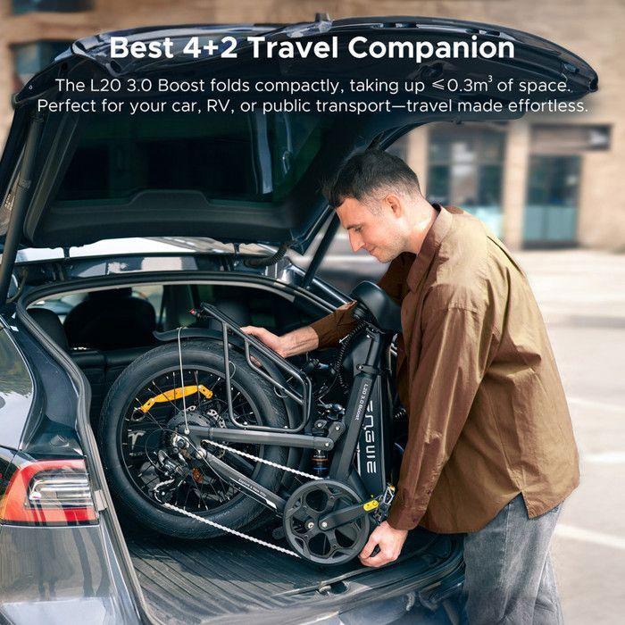 ENGWE L20 3.0 Boost - Vélo Électrique Pliable 20" -Batterie Amovible 48V13.5Ah - Autonomie 100km - Frein à disque hydraulique ,Doré