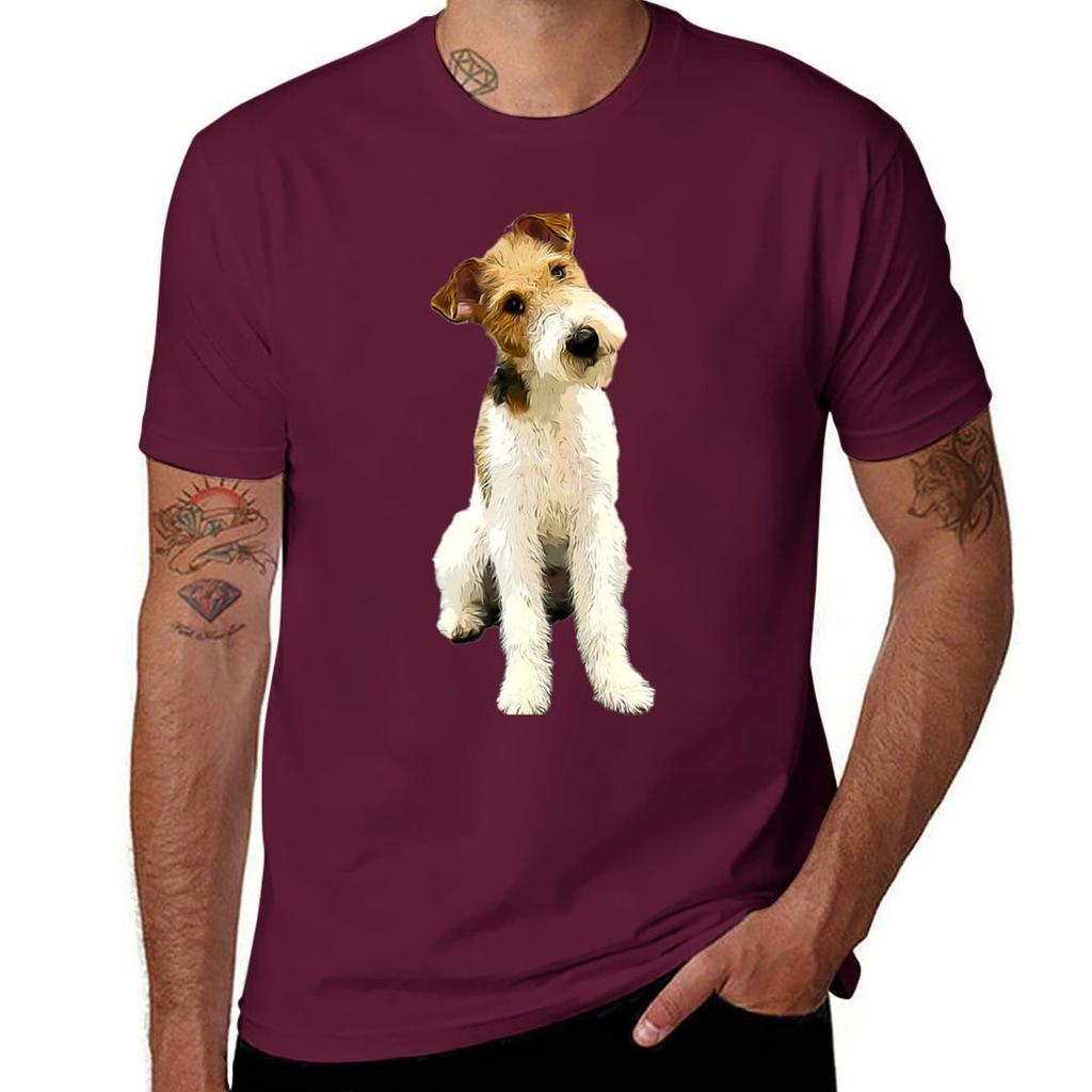 Wire Fox Terrier Head Tilt T-Shirt tops boys animal print mens big and tall t shirts