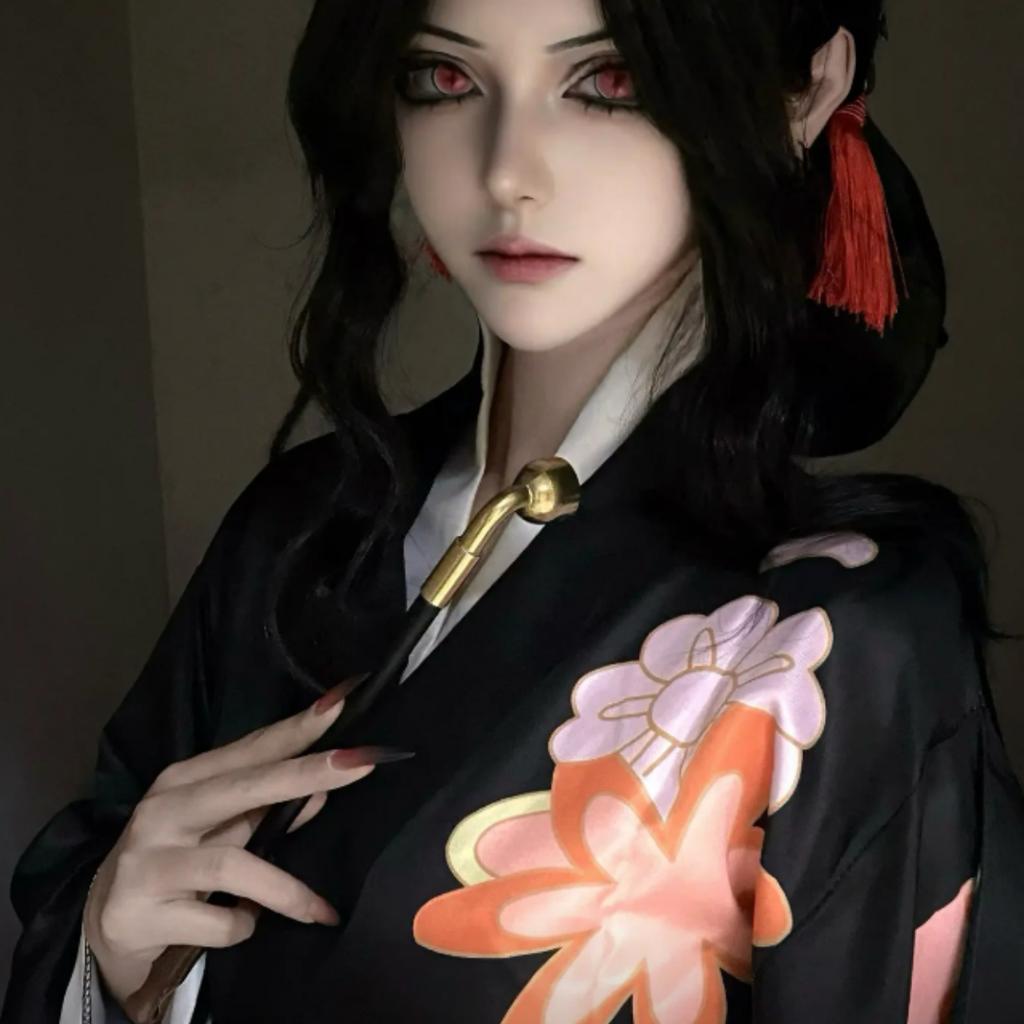 Ensemble complet de cosplay Kimono féminin Muzan Kibutsuji de Demon Slayer, Tenue de jeu de rôle Anime Style Ancien