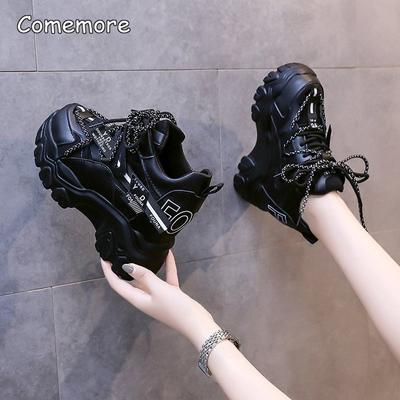 Comemore Summer Platform Woman Sneaker Heels for Women Women's Tennis Lace Up Comfortable Casual Sport Shoes Ladies 2025