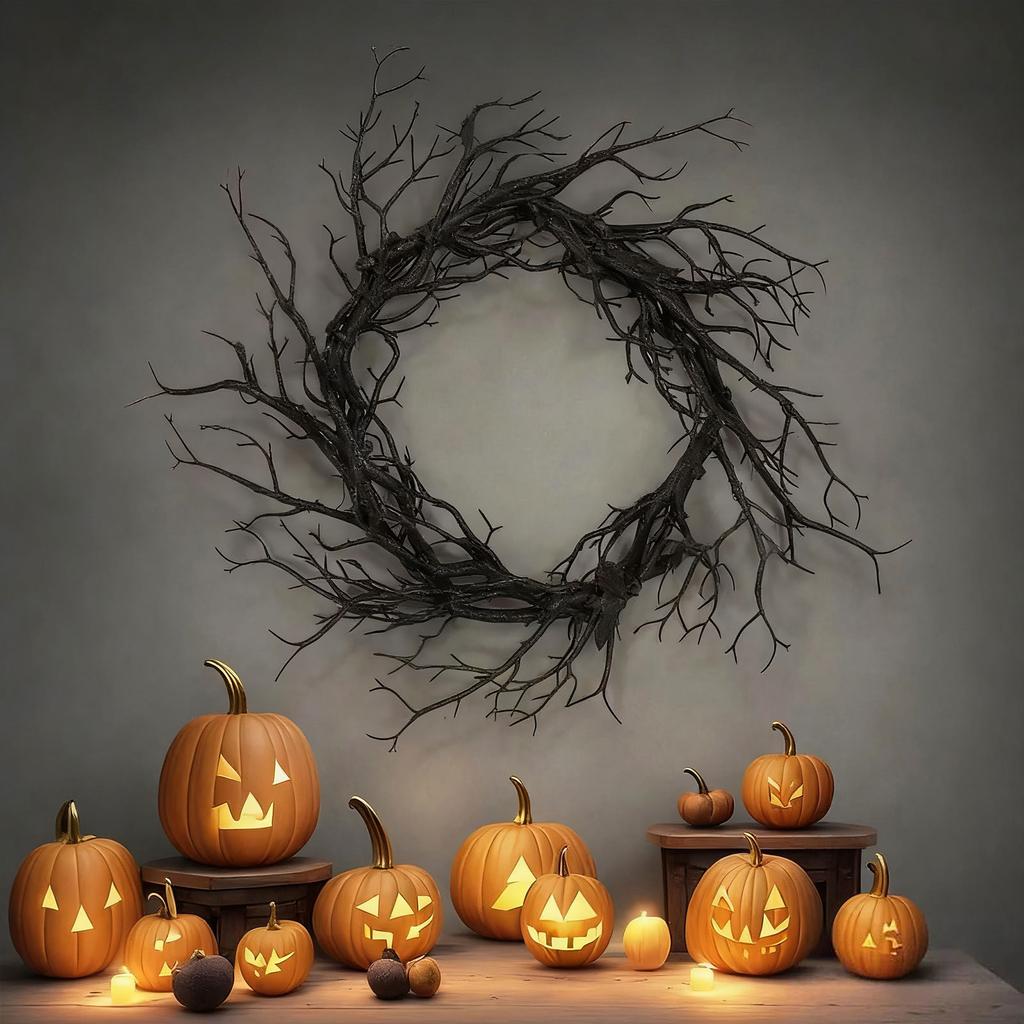 Halloween Dekorere Krans Lysende Tilbehør Pynt Skummel Fest Med Lys Glødende Girlander Til Ytterdør Vegg