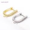 Trendy Brass 18K Gold Plated Inlaid Zircon Earring Clasps Ear Wire Hooks For DIY Handmade Earring Jewelry Making Accessories