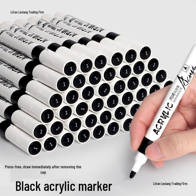 Black Acrylic Marker & Watercolor Brush Pen for Elementary Art - Washable & Layerable Colors for Kindergarten Drawing