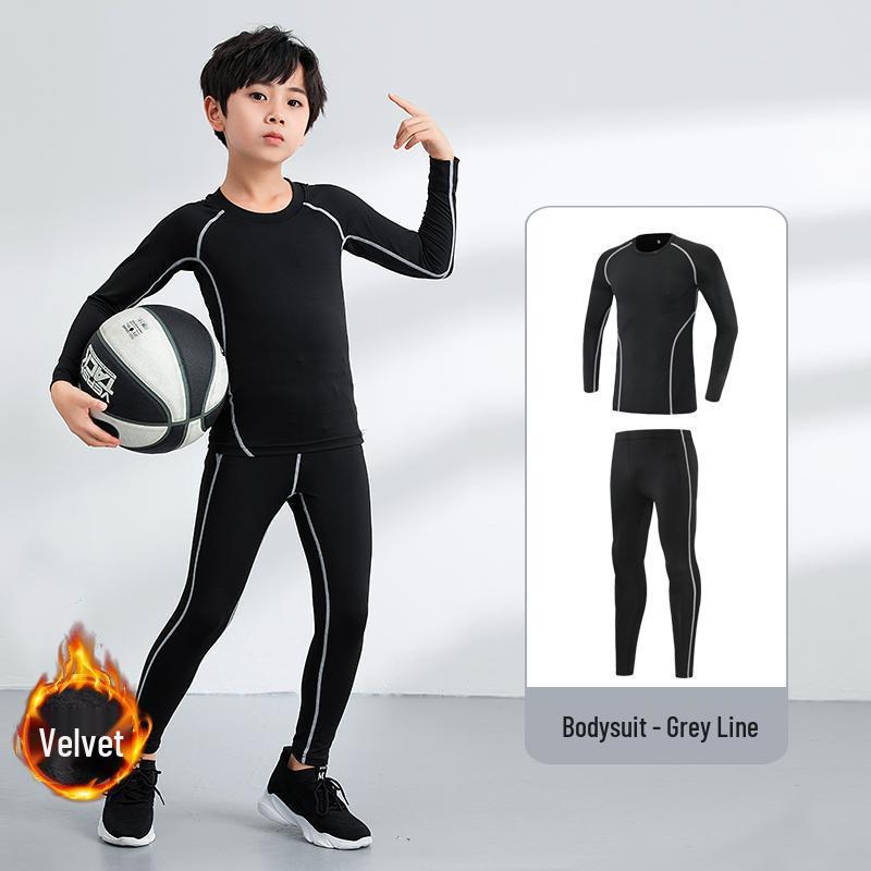 Boys' Quick-Dry Running Tights & Fitness Base Layer Set for Autumn/Winter