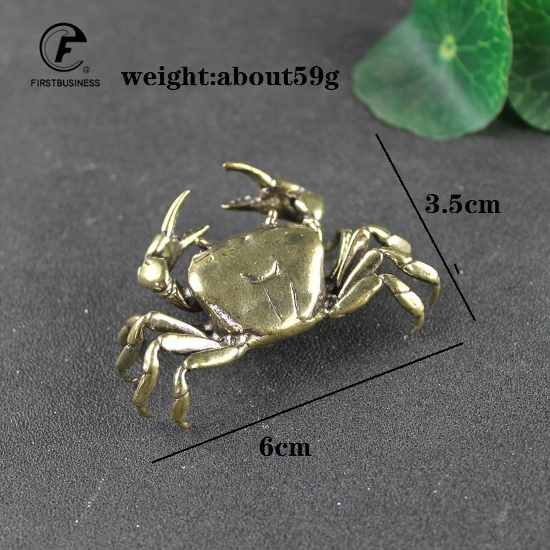 60G Brass Crab Small Statue Ornament Copper Handmade Antique Animal Miniature Figurine Office Desk Decoration Home Decor Craft
