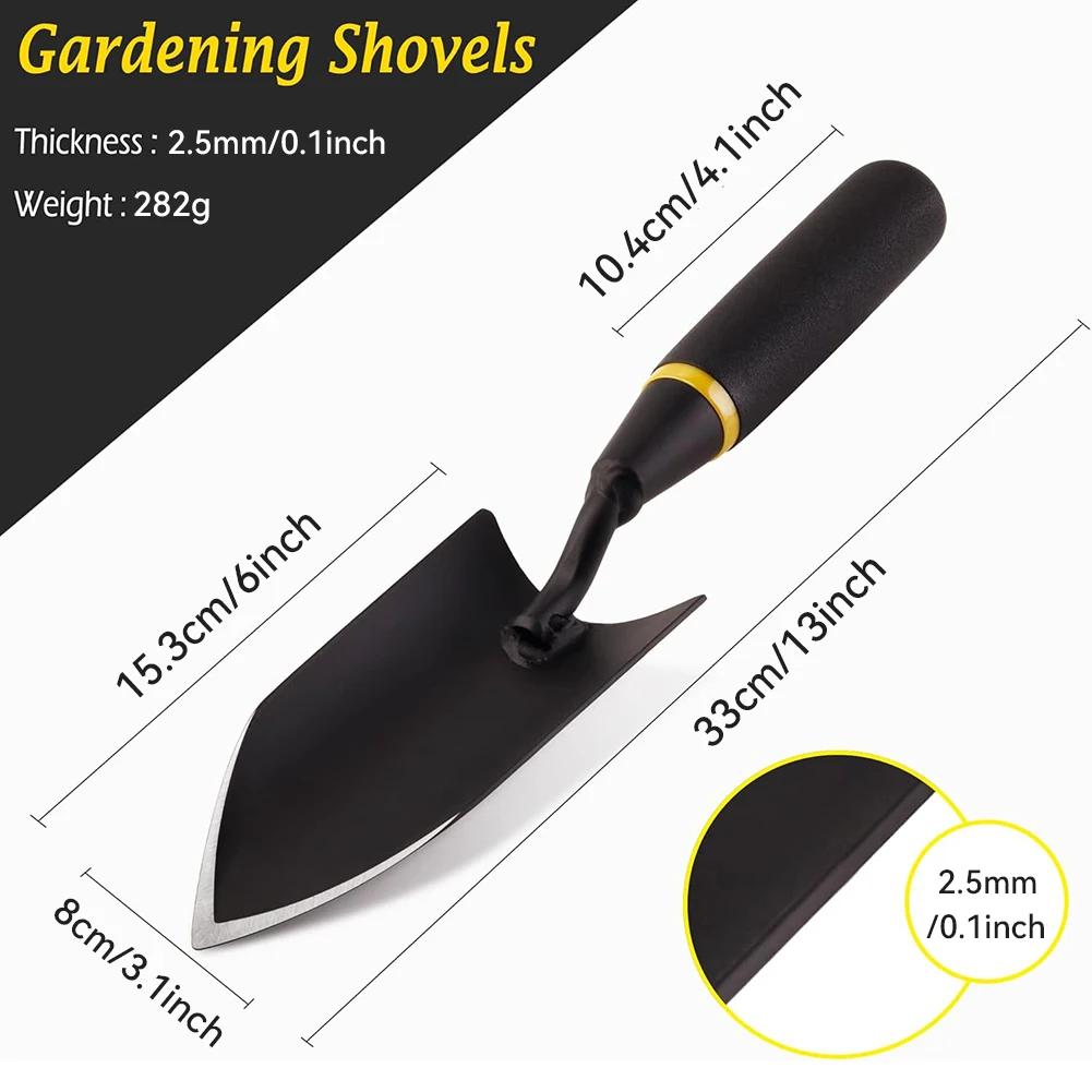 Heavy-Duty Manganese Steel Garden Shovel - Unbendable Garden Trowel with Ergonomic Rubber Handle, Super Hard Soil Digging Tool