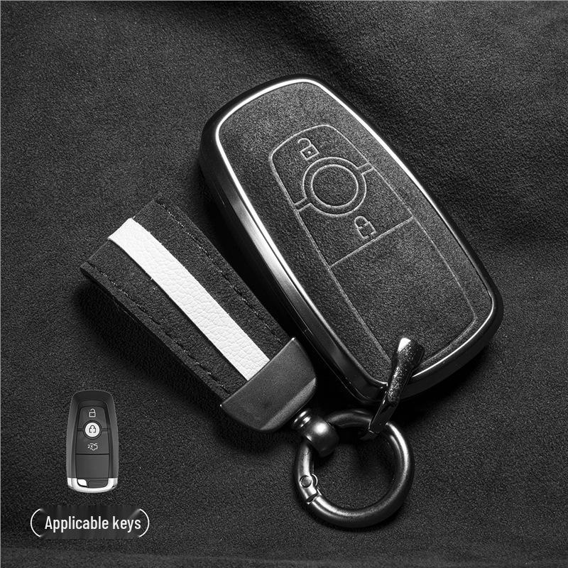 Luxury Suede Key Covers for Ford Explorer ST, Escape, Edge, 4WD, Mondeo, and EVOS