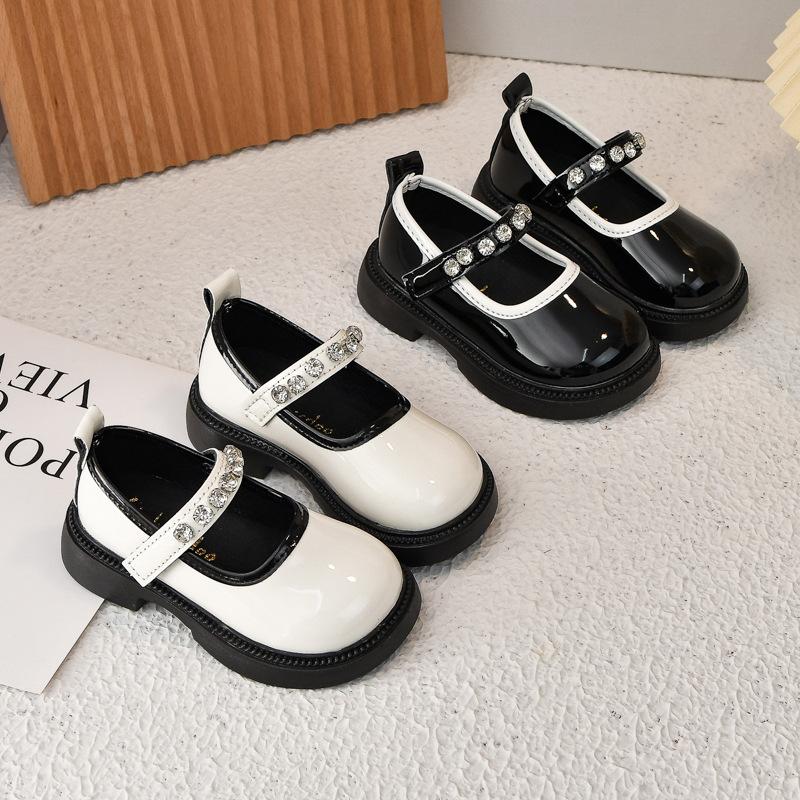 Girls shoes children's real soft leather princess shoes 2025 new girls spring and autumn soft-soled small leather shoes black single shoes