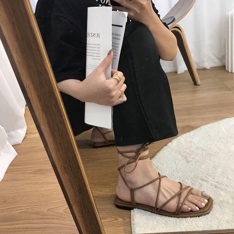 Summer Women's Sandals Elegant Retro Casual Shoes V Shape Design Cross Strap Slingback Open Toe Beach Shoes for Women Roman Shoe