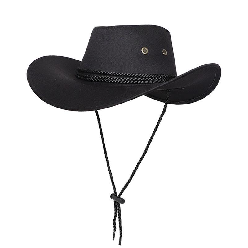 Adult Western Suede Hat Wide Brim Western Cowboy Hat Vintage Knight Top Hat Cowboy Outdoor Hiking Travelling Summer Cap