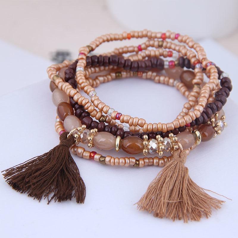 Braccialetti Boho Donna: Set Da 3 Perline Multistrato Regolabili - Pietre Naturali E Chakra