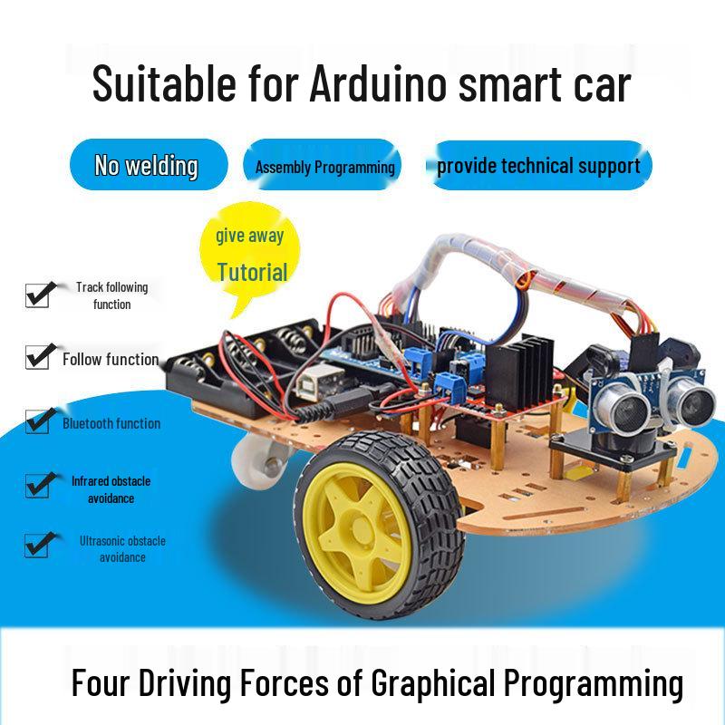 Arduino Uno R3 Smart Car Kit: Bluetooth-Enabled Line Following Development Board