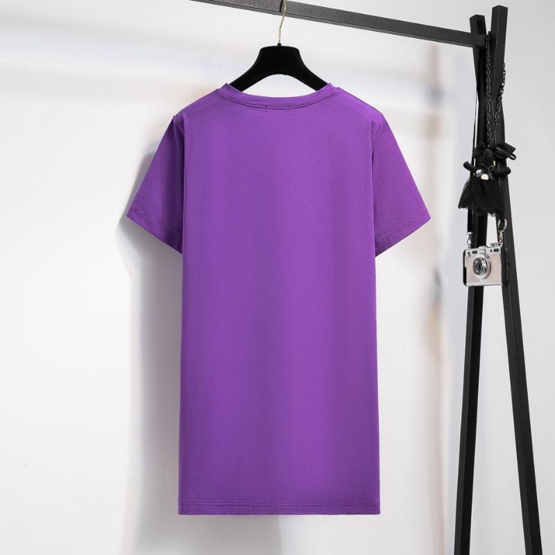 Sommer Damen T-Shirt Übergröße Rundhals Mittellang Kurzarm Top