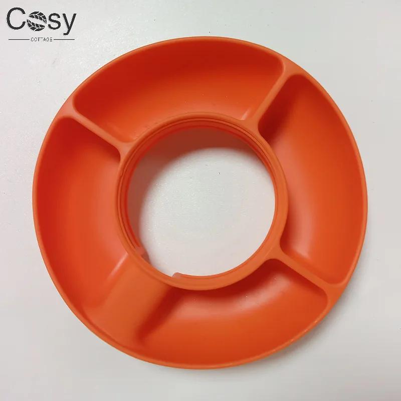 Silicone Snack Bowl Food-Grade Reusable Snack Ring Lightweight Candy Platter with 4 Compartments for Stanley Cup 40oz 30oz