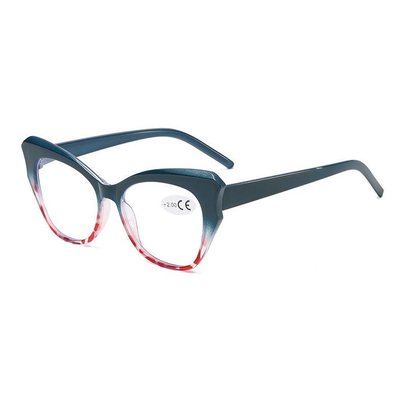 New fashionable women's reading glasses color bag flower high definition retro anti-blue cat eye reading glasses