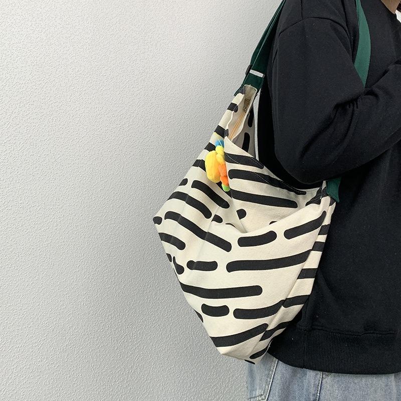 Slouchy Canvas Shoulder Bag for Women with Large Capacity