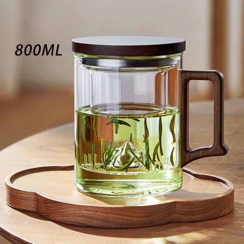 Mingguang Tea Cup Glass Tea Infuser High Borosilicate Green Tea Mug for Men