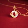 Luxury Koi Fish Peace Buckle Double Fish Pendant Imitation Agate Clavicle Necklace For Women