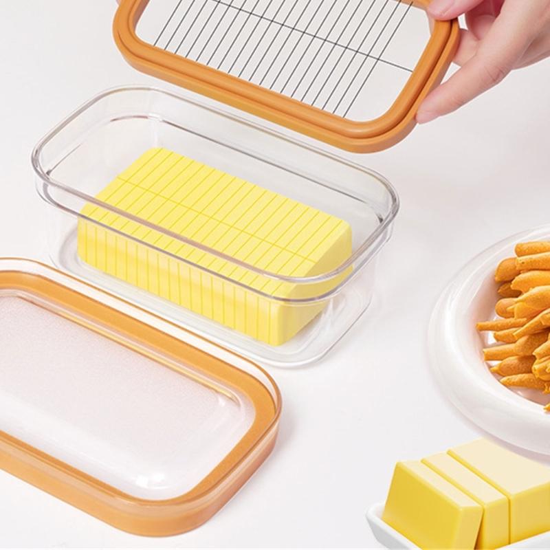 Food Grade Plastic Butter Storage Box with Cutter Leak Proof Container For Cheese Dairy Products Kitchen Organization