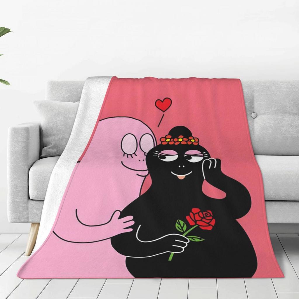 Custom Funny Cartoon Barbapapa Wallpaper Blankets Warm Flannel Throw Blanket For Sofa Office Bedspreads