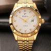 1pc Quartz Watch with Calendar Display Dial Set with Diamonds and Textured Design Fashionable Jewelry Accessories Dual Calend