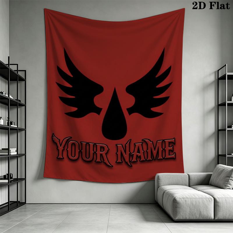Custom Name Blood Angels Wall Tapestry Aesthetic Wall Hanging Printed Fabric Blanket Decorative Tapestries for Bedroom Living Room Home Decor
