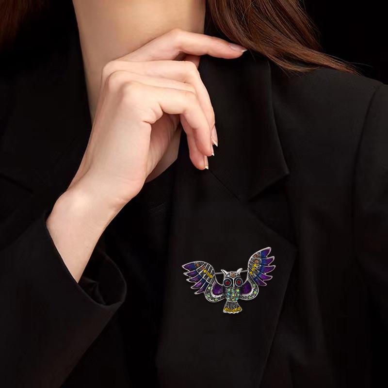 New Fashion Colorful Owl Retro Bird Animal Brooch