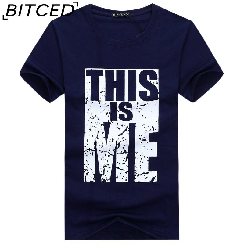 BITCED Bavlněné tričko s krátkým rukávem Pánská móda Košile s volným polovičním rukávem Košile s potiskem