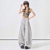 Spring 2026 Women's Cloud Dyed Gray Lyocell Loose Wide Leg Jeans